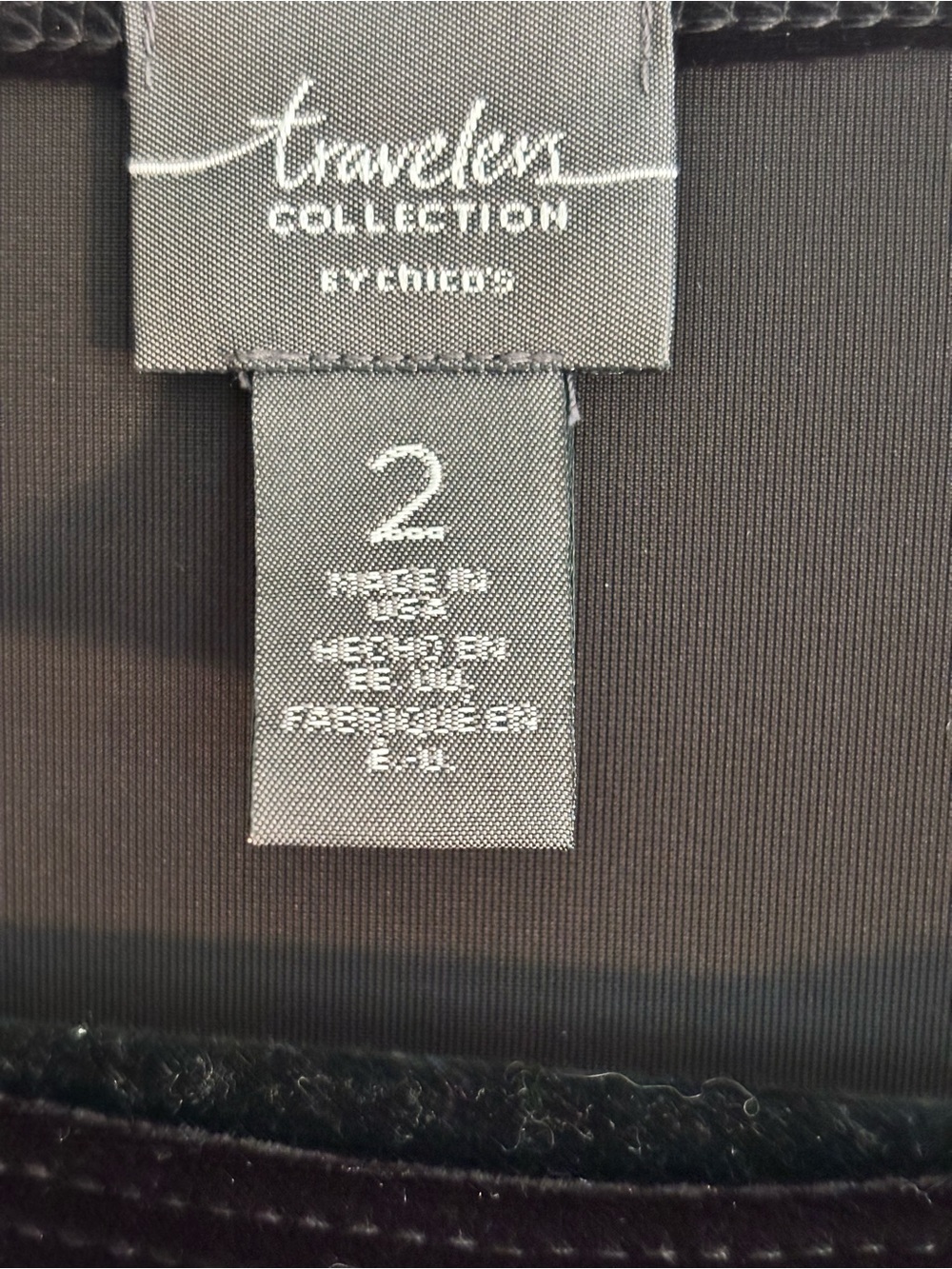 Chicos Traveler’s Black Velveteen Black Sleeveless Top & Pants Set - Picture 3 of 9